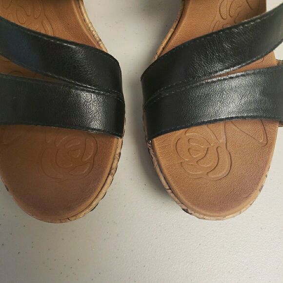 Born Concept B.O.C. Schirra Wedge Black Cork Ankle Strap Sandals Women Size 10M - Picture 10 of 14
